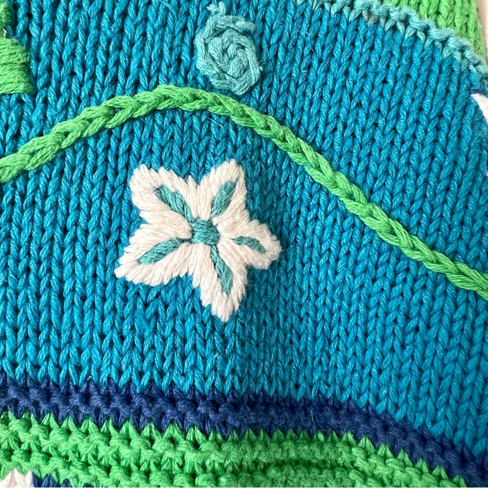 Vintage TALBOTS Ramie Cotton Embroidered Ocean Fish Crew Neck Sweater—SZ. Med - Picture 12 of 13